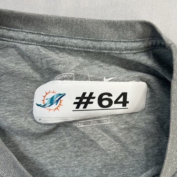 Men's Nike Miami Dolphins Team Issued Grey Long Sleeve T-Shirt 3XL - Picture 5 of 9